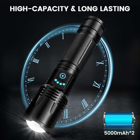 Lylting 99,000 High Lumens Rechargeable LED Flashlight,Brightest Handheld Flashlights with 5 Modes & Waterproof,Super Bright Flash Lights for Camping Home in Kuwait