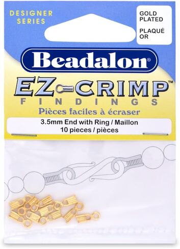 سلك فني Beadalon EZ-Crimp End 3-1/2 ملم خاتم مطلي بالذهب، 10 قطع in Kuwait