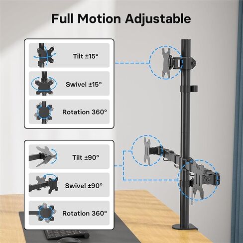 Triple Monitor Desk Mount for 13-32" Screens, Full Motion Adjustable VESA Compatible Stand, 22lbs Capacity in Kuwait