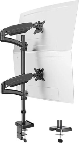 Vertical Dual Monitor Desk Mount for Screens Up to 32 Inch, Full Motion Adjustable, VESA Compatible, Compatible for HP, Compatible for Lenovo in Kuwait