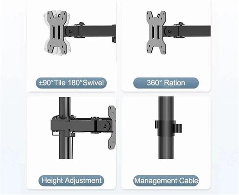 Triple Monitor Desk Mount for 13-27 Inch Screens, Swivel Arm Stand Holds Up to 22lbs Per Screen in Kuwait