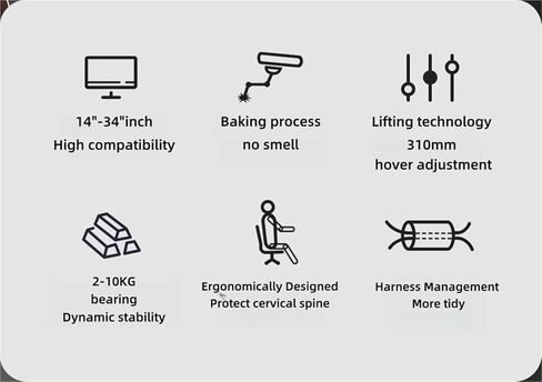 ذراع شاشة دوارة معدنية حمراء، 14-34 بوصة، 2-9 كجم، متوافقة مع DELL، متوافقة مع HP، حامل سطح المكتب in Kuwait