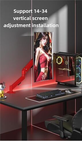 ذراع شاشة دوارة معدنية حمراء، 14-34 بوصة، 2-9 كجم، متوافقة مع DELL، متوافقة مع HP، حامل سطح المكتب in Kuwait