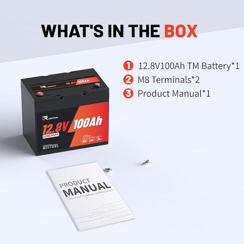 12V 100Ah LiFePO4 Battery BCI Group 24 Lithium Battery Built-in 100A BMS, Up to 15000 Deep Cycles, Perfect for RV, Marine, Home Energy Storage in Kuwait