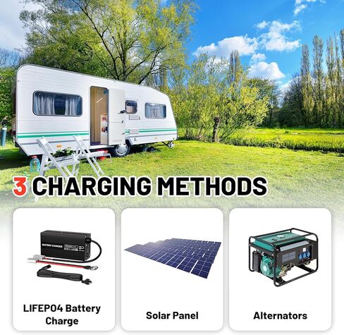 12V 100Ah LiFePO4 Battery BCI Group 24 Lithium Battery Built-in 100A BMS, Up to 15000 Deep Cycles, Perfect for RV, Marine, Home Energy Storage in Kuwait