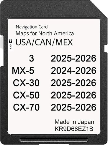 بطاقة SD للملاحة 2026 تدعم شاشة HUD لـ CX-50 2025-2026، CX-30 2025-2026،3-2025-2026، MX-5 2024-20256 USA/Canada/Mexico بطاقة خريطة GPS، التوصيل والتشغيل، سهلة التركيب in Kuwait