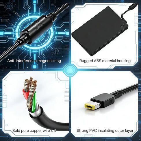 230W 20V 11.5A AC Adapter Fit for Lenovo Laptop Charger; Legion 5 7 5P C7 S7 Y540 Y545 Y730 Y740 Y900 Y910 Y920 Y7000 Thinkpad P1 P51 P52 P53 P70 P71 P72 P73 ADL230NDC3A 01FR044 01FR046 Power Supply in Kuwait