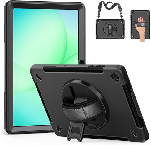 حافظة حماية Junfire لجهاز Galaxy Tab A11 8.7 بوصة 2025 مع واقي شاشة مدمج، حافظة مقاومة للصدمات لجهاز Samsung Tab A11 SM-X130/X135 مع مسند دوار 360 درجة / حزام يد / حزام كتف للحمل in Kuwait