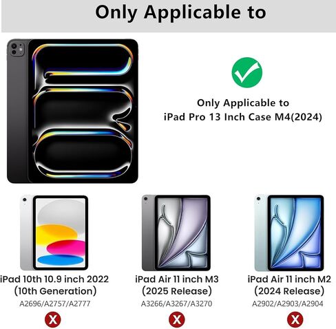 حافظة لجهاز iPad Pro 13 بوصة M4(2024) مع حامل متعدد الزوايا فائق الثبات، حامل أقلام مدمج، حافظة مقاومة للصدمات، غطاء حماية نحيف بمسند لجهاز iPad Pro 13، أسود in Kuwait
