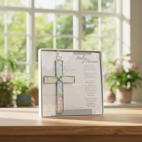 Baby in Heaven Clear Mosaic Handmade Glass Cross-Infant Loss Gift- Child Loss Sympathy Gift - Memorial Ornament for Miscarriage in Saudi Arabia