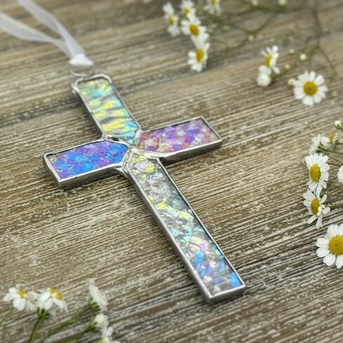 Baby in Heaven Clear Mosaic Handmade Glass Cross-Infant Loss Gift- Child Loss Sympathy Gift - Memorial Ornament for Miscarriage in Saudi Arabia