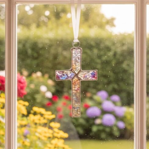 Baby in Heaven Clear Mosaic Handmade Glass Cross-Infant Loss Gift- Child Loss Sympathy Gift - Memorial Ornament for Miscarriage in Saudi Arabia