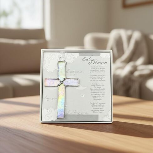 Baby in Heaven Clear Mosaic Handmade Glass Cross-Infant Loss Gift- Child Loss Sympathy Gift - Memorial Ornament for Miscarriage in Saudi Arabia