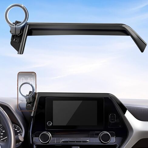 حامل هاتف السيارة pop-tech لسيارة Toyota Grand Highlander 2024 2025 2026: حامل هاتف خلوي مغناطيسي قوي يناسب شاشة تعمل باللمس مقاس 12.3 بوصة متوافقة مع ملحقات MagSafe وiPhone in Kuwait