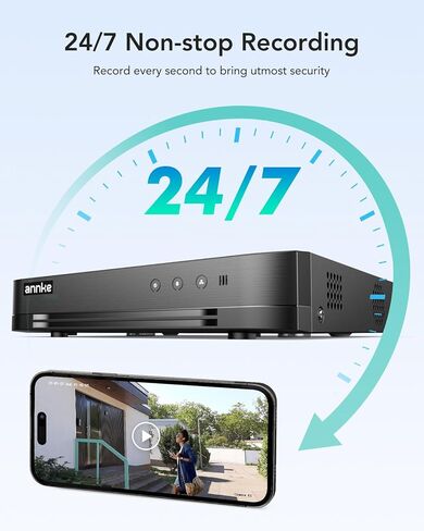 ANNKE 16CH 1080P Lite Hybrid 5 في 1 CCTV DVR و12 حزمة 1080P HD TVI كاميرا مراقبة منزلية خارجية وداخلية. IP66 مقاوم للماء، رؤية ليلية/نهارية، محرك أقراص ثابتة سعة 2 تيرابايت in Kuwait