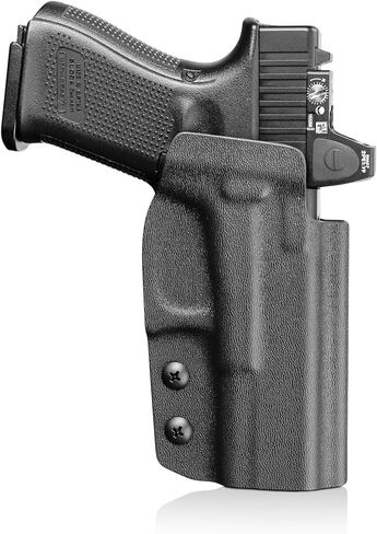 حافظة OWB Kydex لـ Glock 19/19X/26/44/45 ومتوافقة مع G23/G32 Gen3-4، تناسب نماذج MOS، تصميم كمامة مفتوح جاهز للبصريات، حمل حزام الخصر الخارجي لليد اليمنى، احتفاظ قابل للتعديل وحزام مقاس 1.5-2.25 بوصة in Kuwait