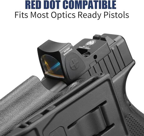 حافظة OWB Kydex لـ Glock 19/19X/26/44/45 ومتوافقة مع G23/G32 Gen3-4، تناسب نماذج MOS، تصميم كمامة مفتوح جاهز للبصريات، حمل حزام الخصر الخارجي لليد اليمنى، احتفاظ قابل للتعديل وحزام مقاس 1.5-2.25 بوصة in Kuwait