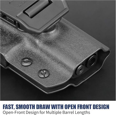 حافظة OWB Kydex لـ Glock 19/19X/26/44/45 ومتوافقة مع G23/G32 Gen3-4، تناسب نماذج MOS، تصميم كمامة مفتوح جاهز للبصريات، حمل حزام الخصر الخارجي لليد اليمنى، احتفاظ قابل للتعديل وحزام مقاس 1.5-2.25 بوصة in Kuwait
