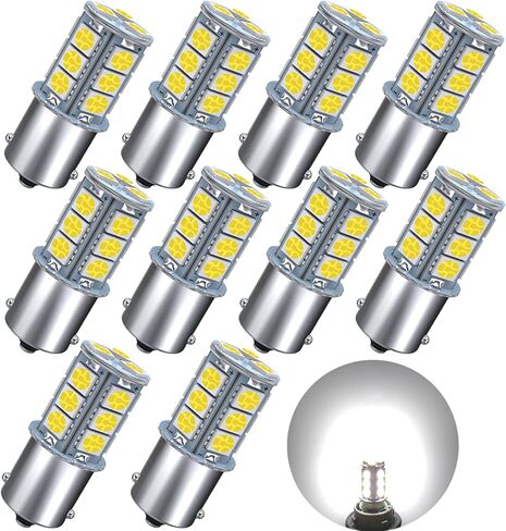 GIVEDOUA 1156 LED RV Bulb، 1003 BA15S 1141 7506 LED مصابيح بديلة بديلة لـ 12V RV Car Camping Trailer أضواء داخلية داخلية ضوء احتياطي وما إلى ذلك، فائقة السطوع 5050 18-SMD 6000K أبيض، (10 قطع) in Kuwait