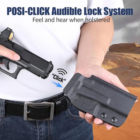 حافظة OWB Kydex لـ Glock 19/19X/26/44/45 ومتوافقة مع G23/G32 Gen3-4، تناسب نماذج MOS، تصميم كمامة مفتوح جاهز للبصريات، حمل حزام الخصر الخارجي لليد اليمنى، احتفاظ قابل للتعديل وحزام مقاس 1.5-2.25 بوصة in Kuwait