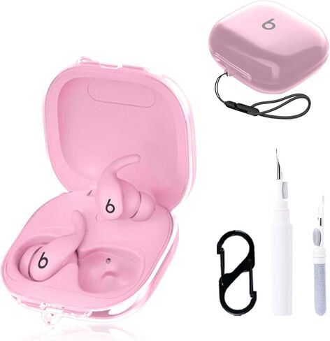 غطاء حماية لسماعات Beats Powerbeats Fit، حافظة واقية لسماعات الأذن NOUKAJU (مع حلقة تسلق + حبل قصير + قلم تنظيف) مقاوم للسقوط، مقاوم للخدش، غطاء واقٍ لسماعات Beats Powerbeats Fit (شفاف) in Kuwait