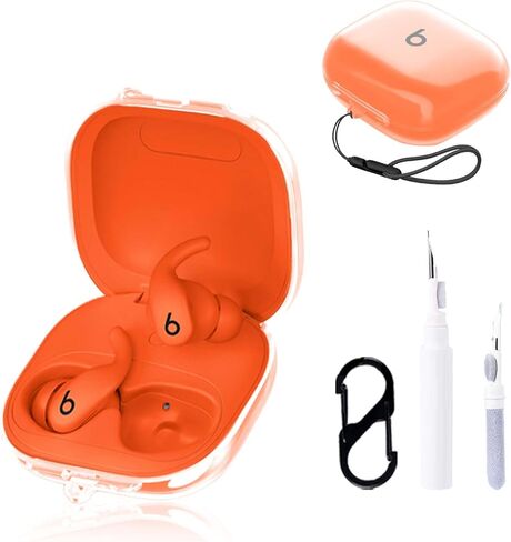 غطاء حماية لسماعات Beats Powerbeats Fit، حافظة واقية لسماعات الأذن NOUKAJU (مع حلقة تسلق + حبل قصير + قلم تنظيف) مقاوم للسقوط، مقاوم للخدش، غطاء واقٍ لسماعات Beats Powerbeats Fit (شفاف) in Kuwait