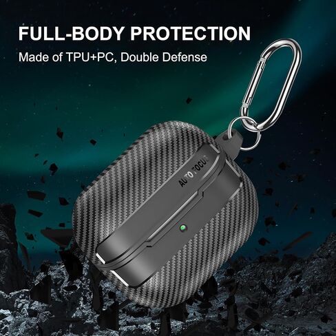 Shockproof Protective Case Compatible with Samsung Galaxy Buds 3 (2024) / Buds 3 Pro (2024) / Buds 3 FE (2025), Carbon Fiber Texture Galaxy Buds 3 Pro Case Cover with Keychain (Black) in Kuwait