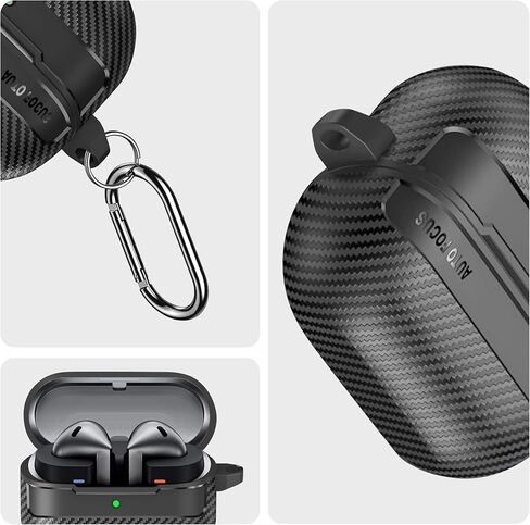 Shockproof Protective Case Compatible with Samsung Galaxy Buds 3 (2024) / Buds 3 Pro (2024) / Buds 3 FE (2025), Carbon Fiber Texture Galaxy Buds 3 Pro Case Cover with Keychain (Black) in Kuwait