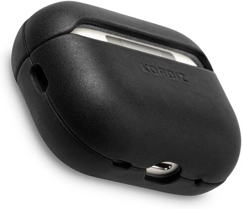 غطاء حافظة جلد KORDIZ لأجهزة AirPods Pro الجيل الثالث - حافظة جلدية أصلية من جلد البقر المجنون المحبب بالكامل لأجهزة Airpods Pro 3 - زنجار عتيق متين - مصباح أمامي مرئي (بني ريفي) in Kuwait