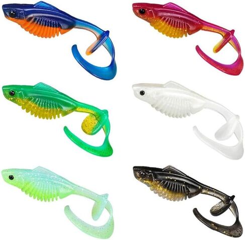 HADORAM Centipede Bellows Gill Soft Lures Unique Vibrating Swim Action Swimbait Ribbed Fishing Baits Tackle for Saltwater and Freshwater Bass, Crappie, Walleye, Trout in Kuwait