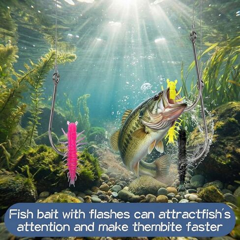 64 Pcs Fishing Worm Lures 3 Inch Hellgrammite Fishing Lures Soft Plastic Hellgrammite Worms Colorful Lifelike Swimming Action Freshwater Lure Baits Accessories for Freshwater Saltwater in Kuwait