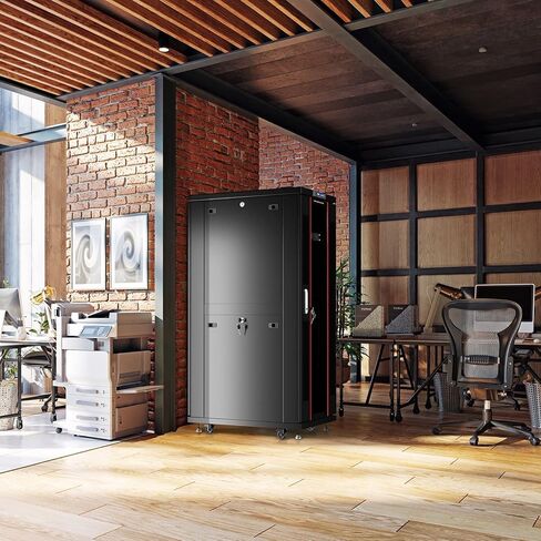 Sysracks 37U 39-Inch Deep Server Rack Cabinet Affordable It Enclosure Server Cabinet with Accessories - LCD Screen - Thermostat - PDU - Casters - 4 Fans - Shelf in Kuwait