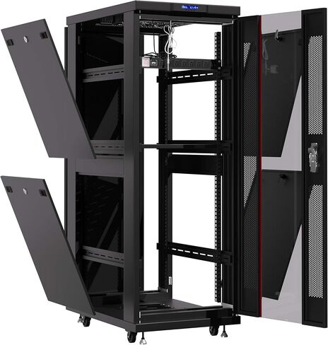 Sysracks 37U 39-Inch Deep Server Rack Cabinet Affordable It Enclosure Server Cabinet with Accessories - LCD Screen - Thermostat - PDU - Casters - 4 Fans - Shelf in Kuwait