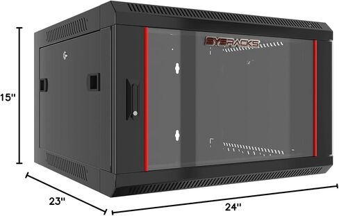 Sysracks 6U Wall Rack Mount Server 19 بوصة خزانة شبكة عميقة، رف خادم مع مروحة، لوحات جانبية قابلة للإزالة، قفل باب زجاجي 24 بوصة حاوية خزانة كمبيوتر SRE 6.600 in Kuwait