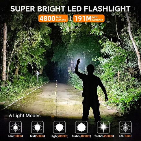 Wurkkos TS22 Flashlight High Lumen Rechargeable - 4800 Lumens Super Bright 70.3 HI LED Flashlight USB C Charging IP68 Waterproof Regulated Output for Dog Walking Ramping Emergency Hiking in Kuwait