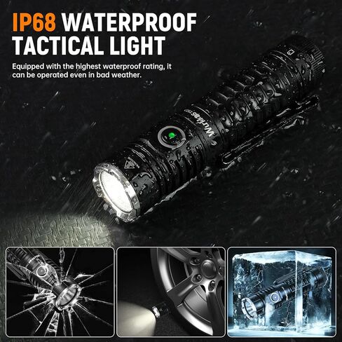 Wurkkos TS22 Flashlight High Lumen Rechargeable - 4800 Lumens Super Bright 70.3 HI LED Flashlight USB C Charging IP68 Waterproof Regulated Output for Dog Walking Ramping Emergency Hiking in Kuwait
