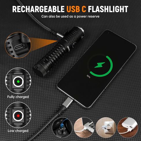 Wurkkos TS22 Flashlight High Lumen Rechargeable - 4800 Lumens Super Bright 70.3 HI LED Flashlight USB C Charging IP68 Waterproof Regulated Output for Dog Walking Ramping Emergency Hiking in Kuwait