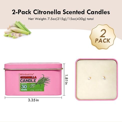 Emergency Citronella Candles,2 Packs, Outdoor and Indoor,Natural Soy Wax Candle in Kuwait