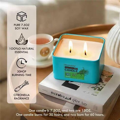Emergency Citronella Candles,2 Packs, Outdoor and Indoor,Natural Soy Wax Candle in Kuwait