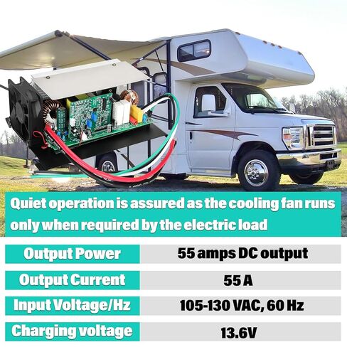 مجموعة محول الطاقة WF-8955-MBA، 55 أمبير لـ WF-8955PEC ومحول Parallax 7155 لبطارية الرصاص الحمضية RV 12 فولت in Kuwait