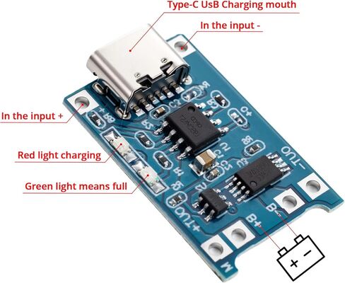 40 قطعة من واجهة الإدخال TP4056 Type-C USB 5V 1A متوافقة مع لوحات شحن وحدة شاحن بطارية ليثيوم 18650 مع وظائف الحماية المزدوجة. in Kuwait