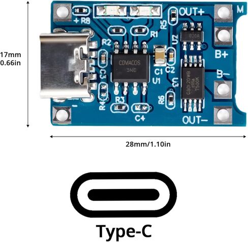 40 قطعة من واجهة الإدخال TP4056 Type-C USB 5V 1A متوافقة مع لوحات شحن وحدة شاحن بطارية ليثيوم 18650 مع وظائف الحماية المزدوجة. in Kuwait