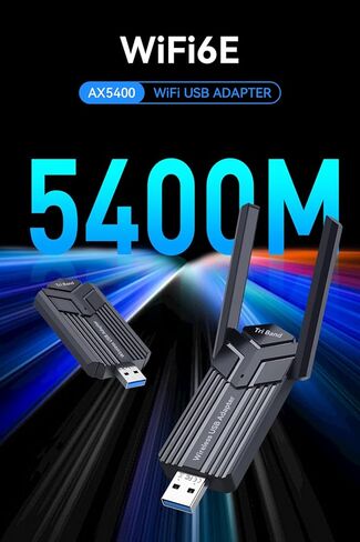 AXE5400 WiFi 6E USB WiFi Adapter for PC Desktop Laptop, Tri-Band 6GHz/5GHz/2.4GHz, USB 3.0, MU-MIMO, Wireless Network Dongle for Windows 11/10 Driver-Free in Kuwait