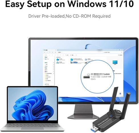 AXE5400 WiFi 6E USB WiFi Adapter for PC Desktop Laptop, Tri-Band 6GHz/5GHz/2.4GHz, USB 3.0, MU-MIMO, Wireless Network Dongle for Windows 11/10 Driver-Free in Kuwait