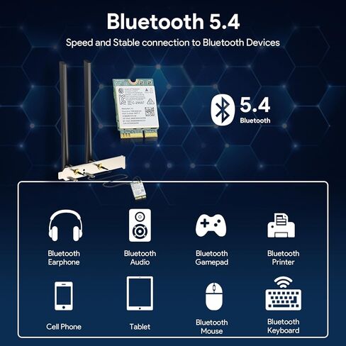 WiFi 7 BE6500 M.2 2230 Wireless Card for Desktop PC, MT7925 Tri-Band 6GHz/5GHz/2.4GHz, Bluetooth 5.4, 802.11be 6.5Gbps Network Adapter, for Intel/AMD Windows 11 & Linux 6.7+, Not CNVi in Saudi Arabia