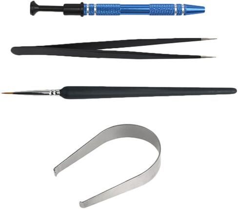 NOLITOY Mechanical Keyboard Stem Holder Tool Kit with Tweezers and Brush, 4pcs Set for Switch and Keycap Removal, Compatible with Mechanical Keyboard Repair and Maintenance in Kuwait