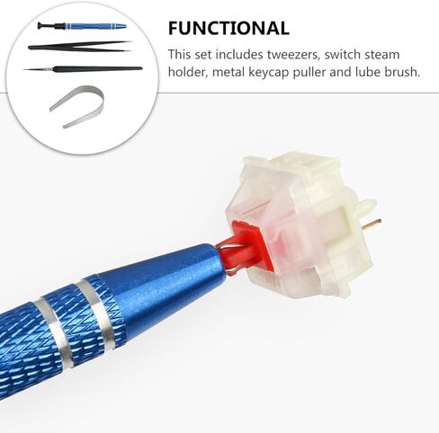 NOLITOY Mechanical Keyboard Stem Holder Tool Kit with Tweezers and Brush, 4pcs Set for Switch and Keycap Removal, Compatible with Mechanical Keyboard Repair and Maintenance in Kuwait