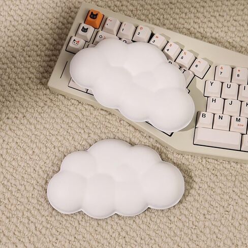 Cloud Ergonomic Soft Wrist Rest Pad - Comfortable Keyboard & Mouse Support for Desk & Office, Cushioned Wrist Support in White in Kuwait