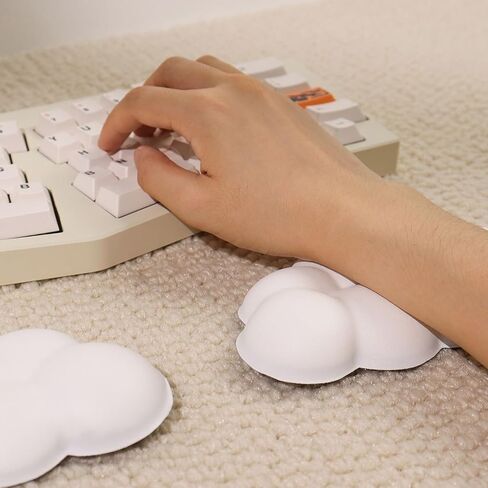 Cloud Ergonomic Soft Wrist Rest Pad - Comfortable Keyboard & Mouse Support for Desk & Office, Cushioned Wrist Support in White in Kuwait