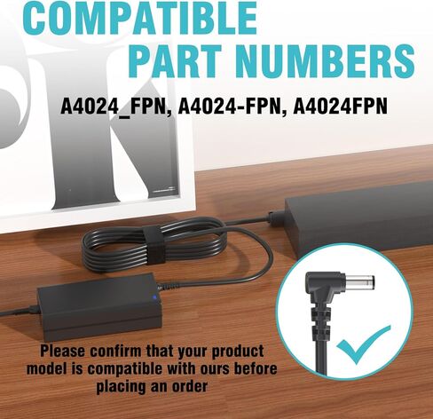 24V AC/DC Power Supply Cord for Samsung Soundbar Compatible with Samsung A4024_FPN HW-K650 HW-K651 HW-KM45 HW-KM45C HW-KM55 HW-KM55C HW-KM47 HW-KM47C HW-KM57 HW-KM57C HWJ550 HW-J551 in Kuwait